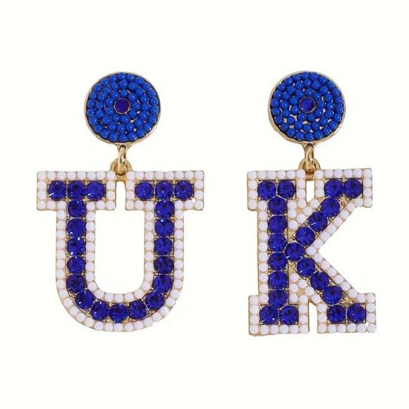UK Kentucky Wildcats Beaded Earrings - Picture 1 of 2